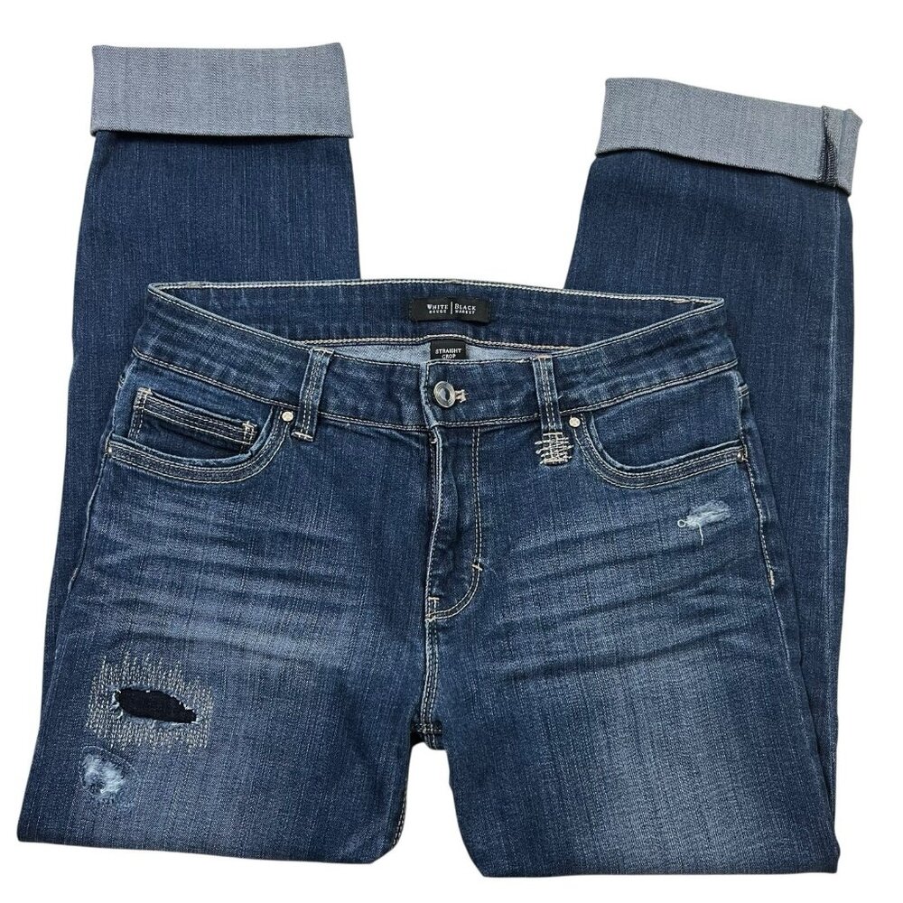 White House Black Market Distressed Straight crop stretch jeans Women's 4